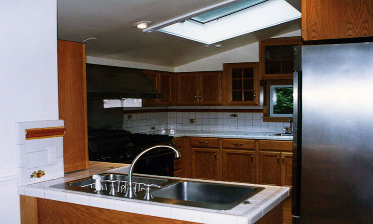 Handcrafted Cabinetry Installation Tile Counters Commercial Kitchen Appliances Operational Kitchen Skylight Commercial Stove Venting Kitchen Renovation Tile Specialist